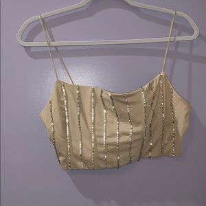 Forever 21 Rhinestone Strip Crop Top